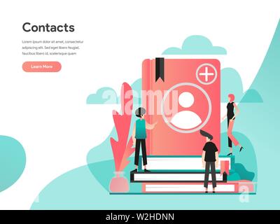 Phone Contacts Illustration Concept. Modern flat design concept of web page design for website and mobile website.Vector illustration EPS 10 Stock Vector
