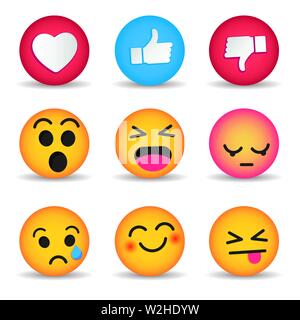 Set of Emoticon social media reactions Stock Vector