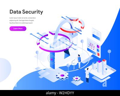 Data Security Isometric Illustration Concept. Modern flat design concept of web page design for website and mobile website.Vector illustration EPS 10 Stock Vector