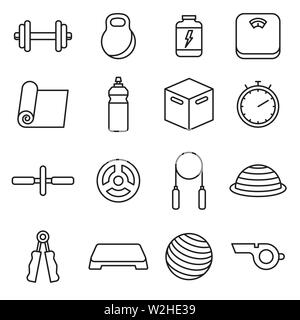 Fitness icons outline vector set. Stock Vector