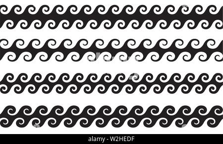 Set of wavy horizontal lines. Vector design element Stock Vector