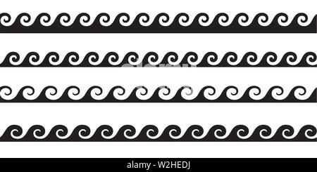 Set of wavy horizontal lines. Vector design element Stock Vector