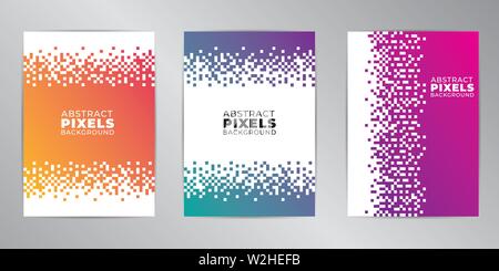 Pixel cover design background set A4 format. Stock Vector