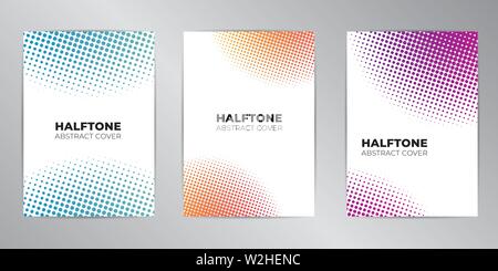 Halftone cover design background set A4 format. Stock Vector