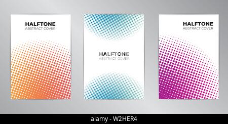 Halftone cover design background set A4 format. Stock Vector