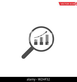 Financial analysis icon. Magnifier with analysis chart symbol, Web analytics Stock Vector