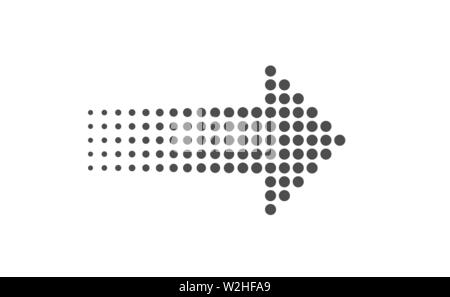 Pixel Arrow sign. Halftone style, Vector illustration Stock Vector