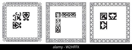 Set of decorative modular seamless ornamental border with corner - Vector Stock Vector