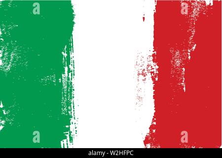 Italy colorful brush strokes painted national country flag icon. Painted texture. Stock Vector