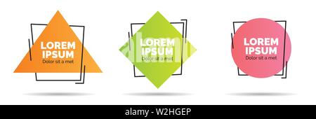 Set of modern abstract vector banners. Geometric shapes of different colors with black outline design - Vector Stock Vector
