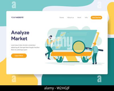 Landing page template of Analyze Market Illustration Concept. Modern flat design concept of web page design for website and mobile website.Vector illu Stock Vector