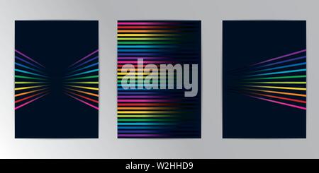 Vector rainbow colored. Background abstract geometric pattern design and background A4 Set. Use for modern design, cover, template, decorated, brochur Stock Vector