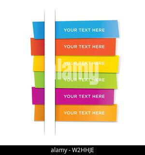 Post note stickers on white background. Colorful label paper sticky tapes with shadow template - Vector Stock Vector