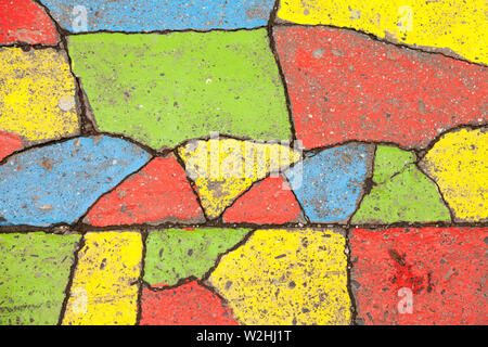 Budapest, Hungary - May 27, 2019: decorated asphalt in different colors Stock Photo
