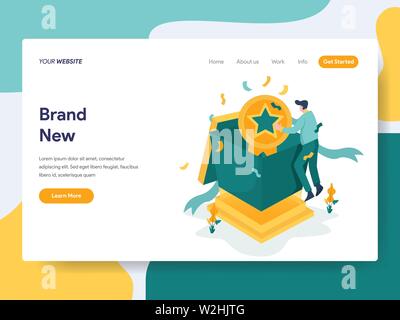 Landing page template of Brand New Illustration Concept. Modern flat design concept of web page design for website and mobile website.Vector illustrat Stock Vector