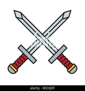 Crossed Sword Icon Symbol - Vector Stock Vector