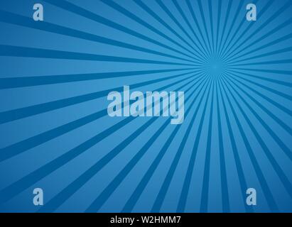 Blue sky beams and rays abstract vector illustration radial lines background Stock Vector