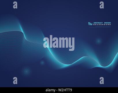 Abstract gradient blue wavy line pattern modern science design. You can use for tech design of artwork, modern decoration. illustration vector eps10 Stock Vector