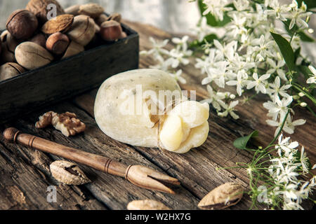 Fresh, traditional southern Italian cow's or goat's and sheep's cheese semi-soft Caciocavallo, Scamorza is ready to use Stock Photo