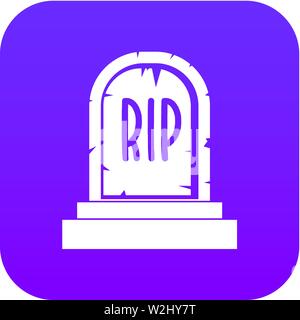 Gravestone with RIP text icon digital purple Stock Vector