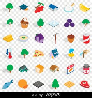 Garden icons set, isometric style Stock Vector