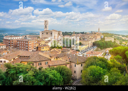 Aerial cityscape of Perugia with basilica of San Domenico, Umbria, Italy Stock Photo