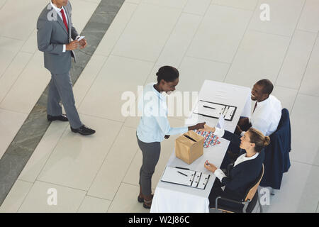 Group of diverse business people waiting for voting Stock Photo