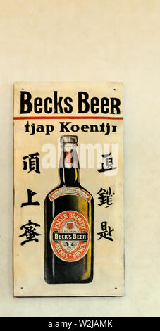 surabaya, jawa timur/ indonesia - november 10, 2009: a vintage becks beer enamel advertisement board at house of sampoerna   d090378 (5242)  -surabaya Stock Photo