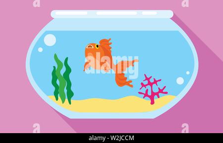 Goldfish in aquarium icon. Flat illustration of goldfish in aquarium vector icon for web design Stock Vector