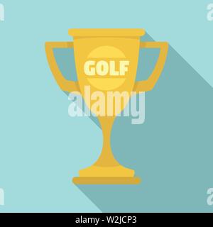 Golf gold cup icon. Flat illustration of golf gold cup vector icon for web design Stock Vector
