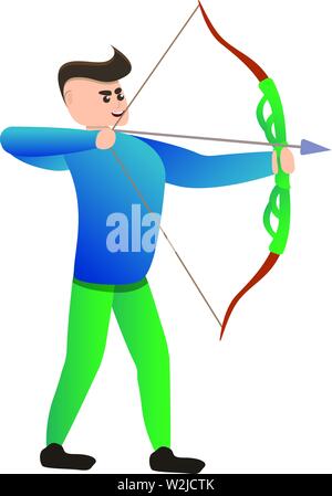 Man arch shooting icon. Cartoon of man arch shooting vector icon for web design isolated on white background Stock Vector