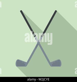 Crossed golf sticks icon. Flat illustration of crossed golf sticks vector icon for web design Stock Vector