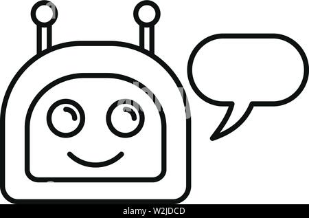 Happy chatbot icon. Outline happy chatbot vector icon for web design isolated on white background Stock Vector