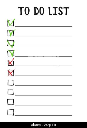 To do list. Doodle design. Vector illustration. Empty notepad checklist Stock Vector