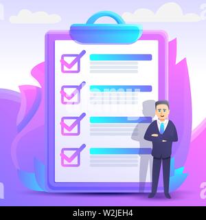 Checklist concept background. Cartoon illustration of checklist vector concept background for web design Stock Vector