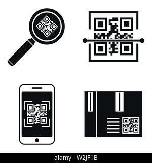 QR code mobile icons set. Simple set of QR code mobile vector icons for web design on white background Stock Vector