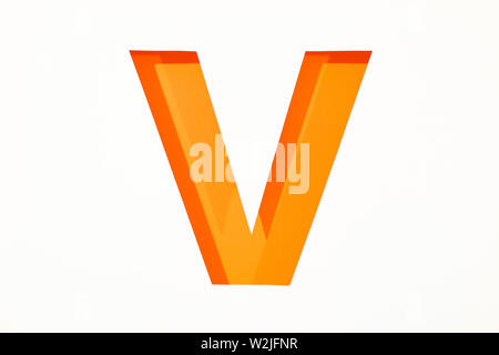 Color letter V on white background, space for text Stock Photo