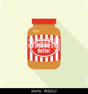 Peanut butter jar icon, flat style Stock Vector