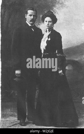 Harry Alonzo Longabaugh (1867 – November 7, 1908), better known as the Sundance Kid, Old West outlaw seen here  with ladyfriend Etta Place. Stock Photo
