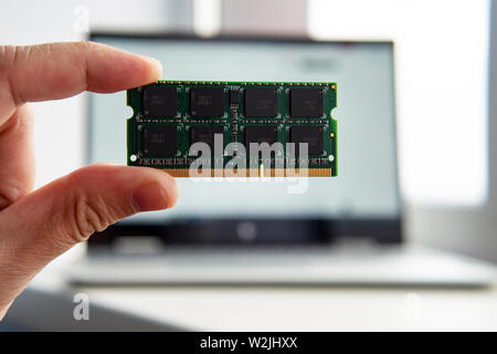 RAM is the memory that is in the notebook computer. Stock Photo