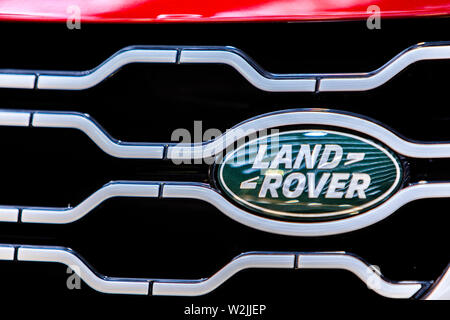 Detail of Land Rover model Range Rover Evoque in Belgrade, Serbia. Stock Photo