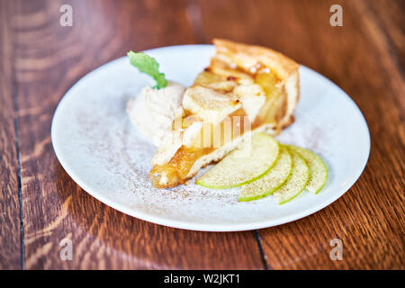Apple pie and ice cream Stock Photo