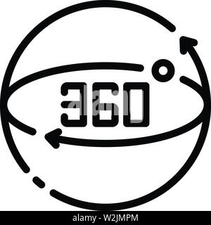 360 augmented reality icon, outline style Stock Vector