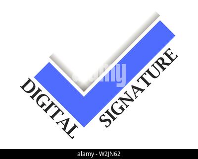 Digital signature. Check mark on white background. Sign of approval. Vector illustration Stock Vector