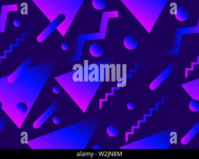 Geometric seamless pattern with liquid gradient. Triangles, circles and points. Trendy background. Vector illustration Stock Vector