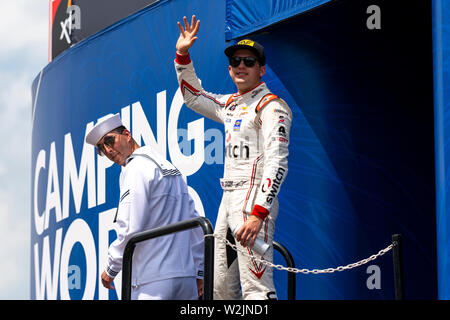 Joliet, IL, United States - June 29, 2019: Noah Gragson being introduced before NASCAR XFinity Series Camping World 300 race. Stock Photo