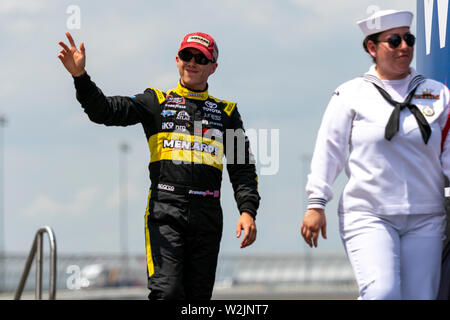 Joliet, IL, United States - June 29, 2019: Brandon Jones being introduced before NASCAR XFinity Series Camping World 300 race. Stock Photo