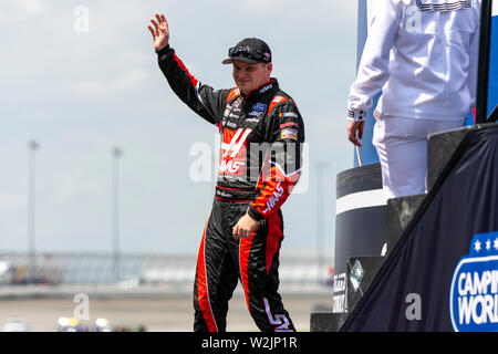 Joliet, IL, United States - June 29, 2019: Cole Custer being introduced before NASCAR XFinity Series Camping World 300 race. Stock Photo