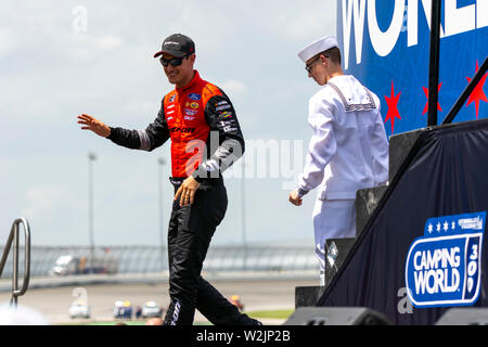 Joliet, IL, United States - June 29, 2019: Joey Logano making an entrance before NASCAR XFinity Series Camping World 300 race. Stock Photo