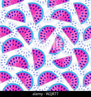 Seamless pattern with watermelons on white background. Surface pattern. Stock Vector
